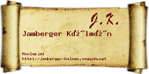 Jamberger Kálmán névjegykártya